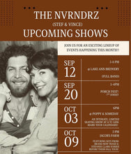 Load image into Gallery viewer, Evening with THE NVRNDRZ
<STEF &amp; VINCE> 6pm :: Sat Oct 3
